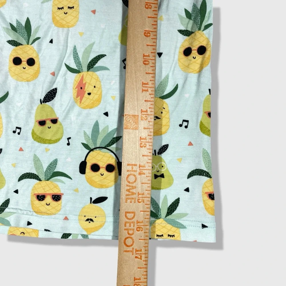 Little Sleepies Pajama Top Kids 3T Blue Pineapple Pear Bamboo Viscose Sleepwear